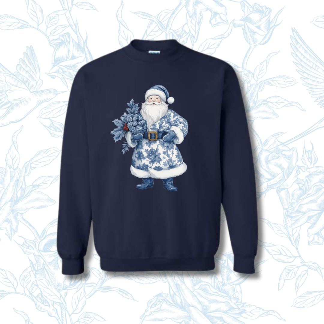 Blue Toile Santa