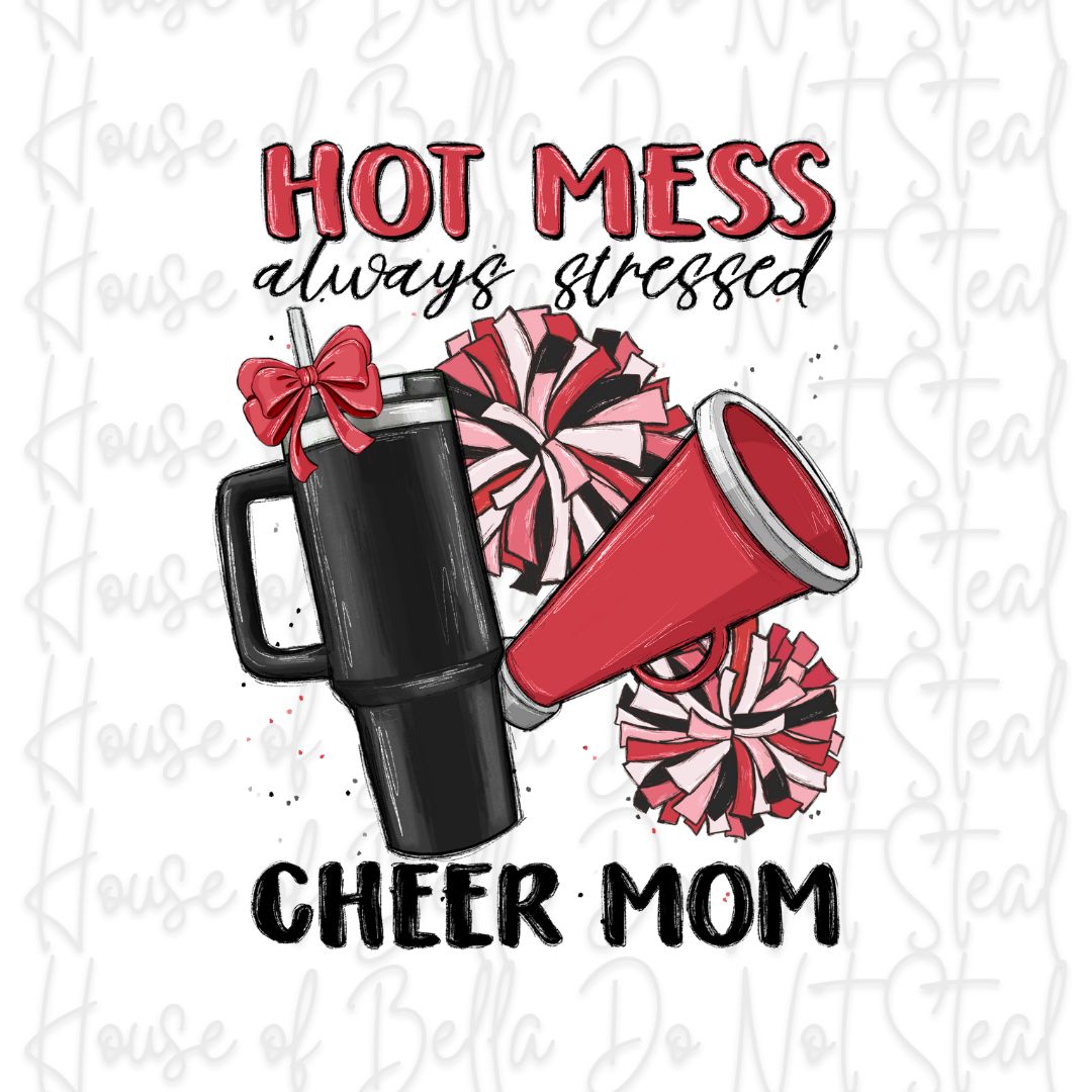 Hot Mess Cheer Mom Sticker