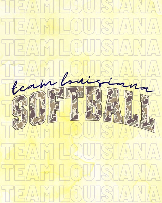 Team Louisiana Sticker- Camo Softball