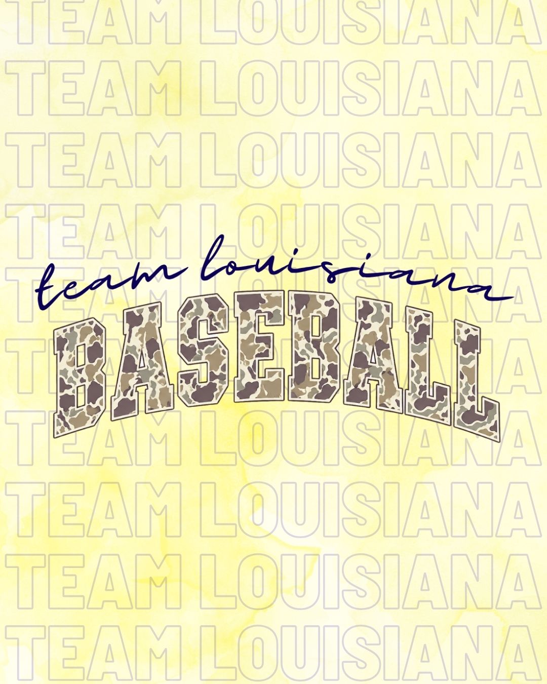 Team Louisiana Sticker- Camo Baseball