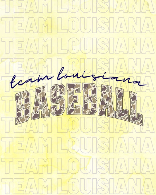 Team Louisiana Sticker- Camo Baseball