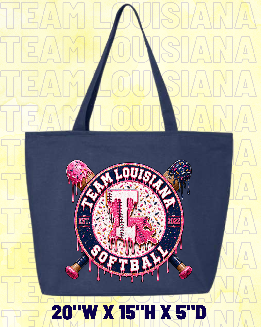 Team Louisiana Tote Pink Drip