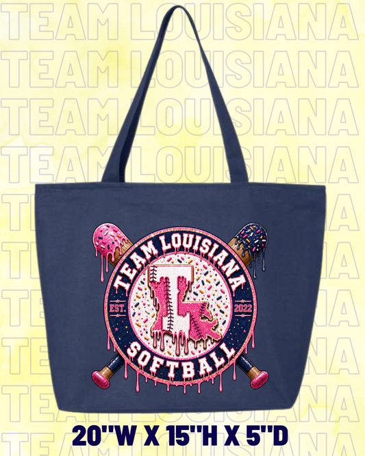 Team Louisiana Tote Pink Drip