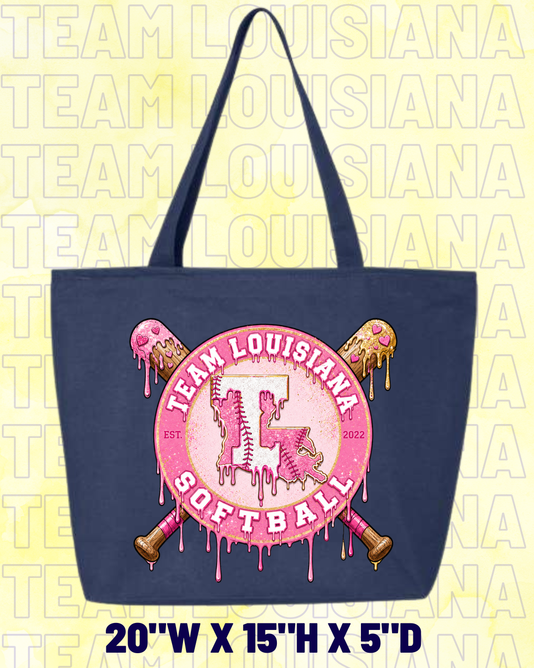 Team Louisiana Tote Pink Drip