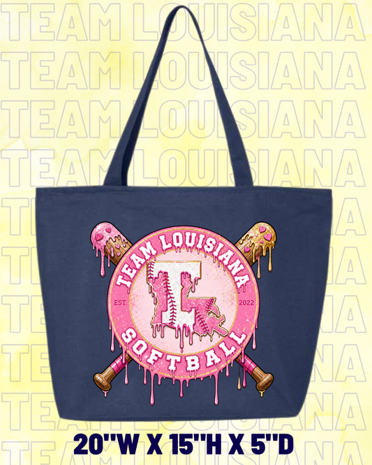 Team Louisiana Tote Pink Drip