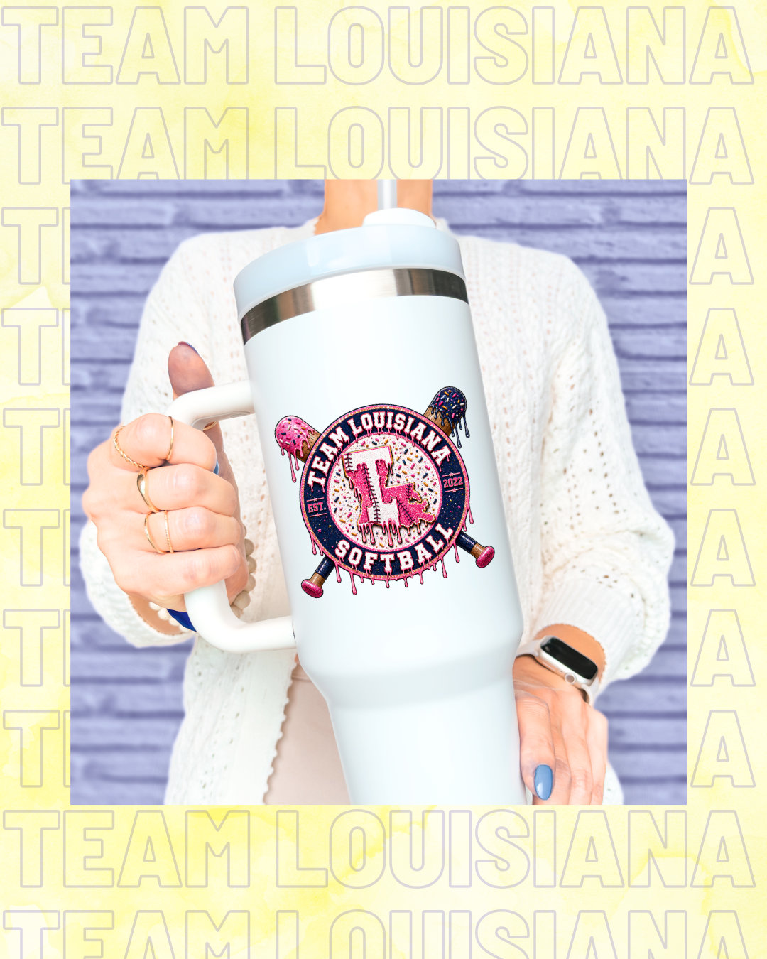 Team Louisiana Pink Drip Tumbler