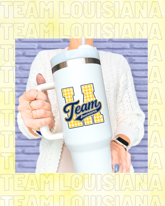 Team Louisiana LA Gingham Tumbler