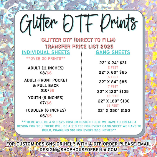 GLITTER Custom DTF Transfers