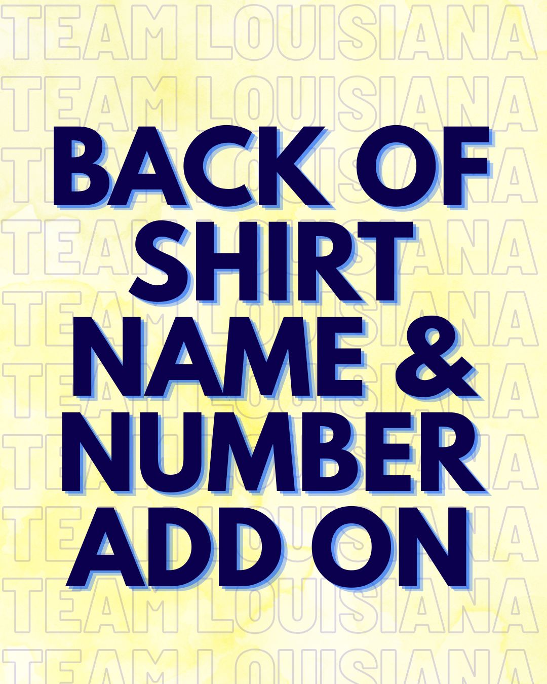 Back of shirt name & number add on