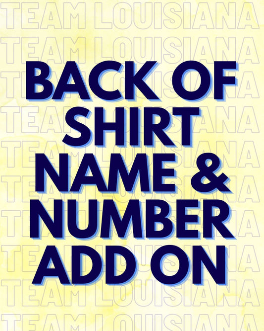 Back of shirt name & number add on