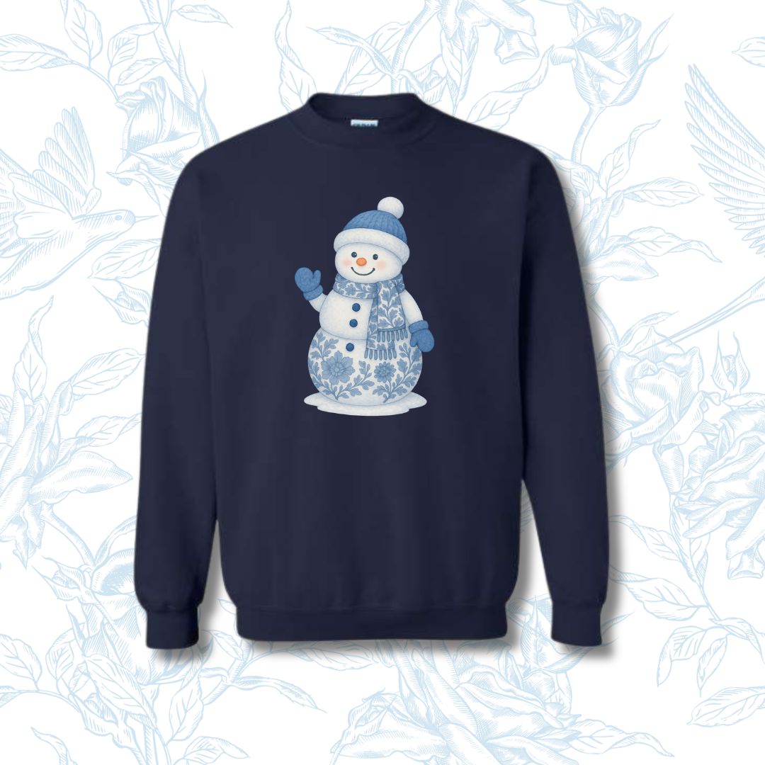 Blue Toile Snowman