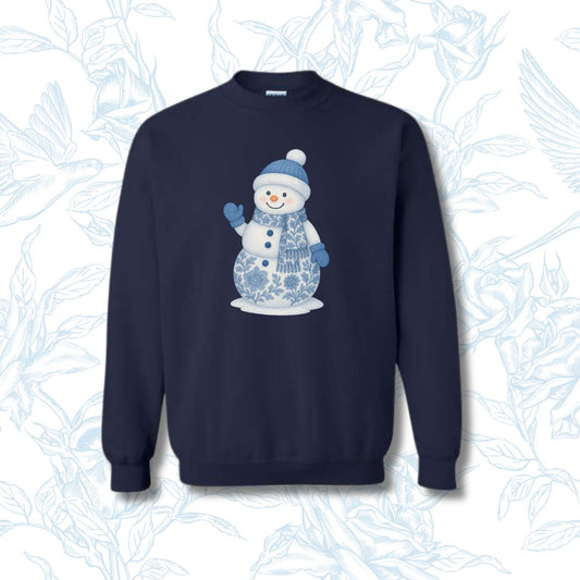 Blue Toile Snowman