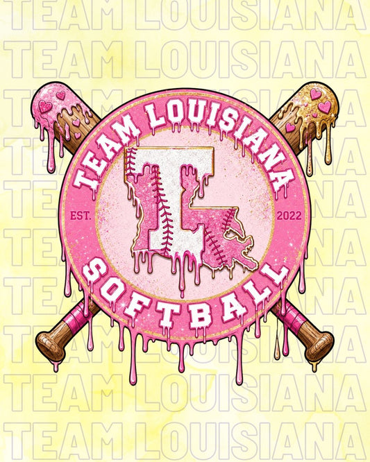 Team Louisiana Sticker- Pink Drip