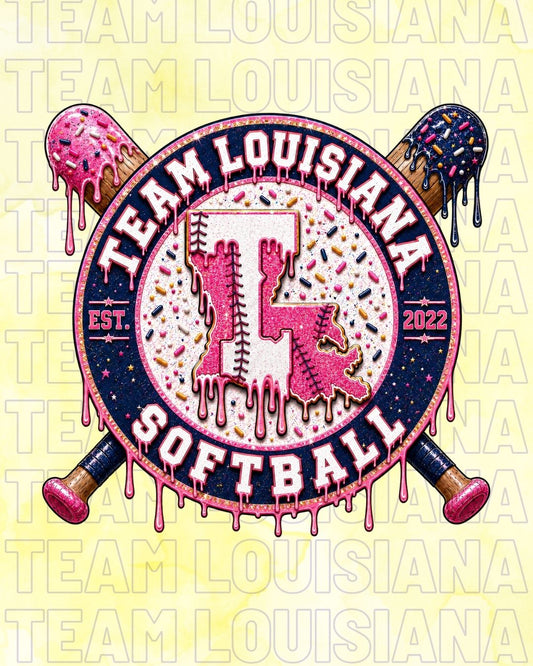 Team Louisiana Sticker- Blue and Pink Drip