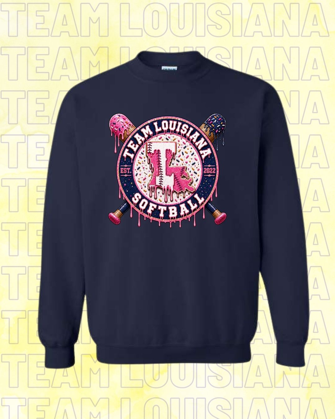 YOUTH Team Louisiana Pink & Navy Drip