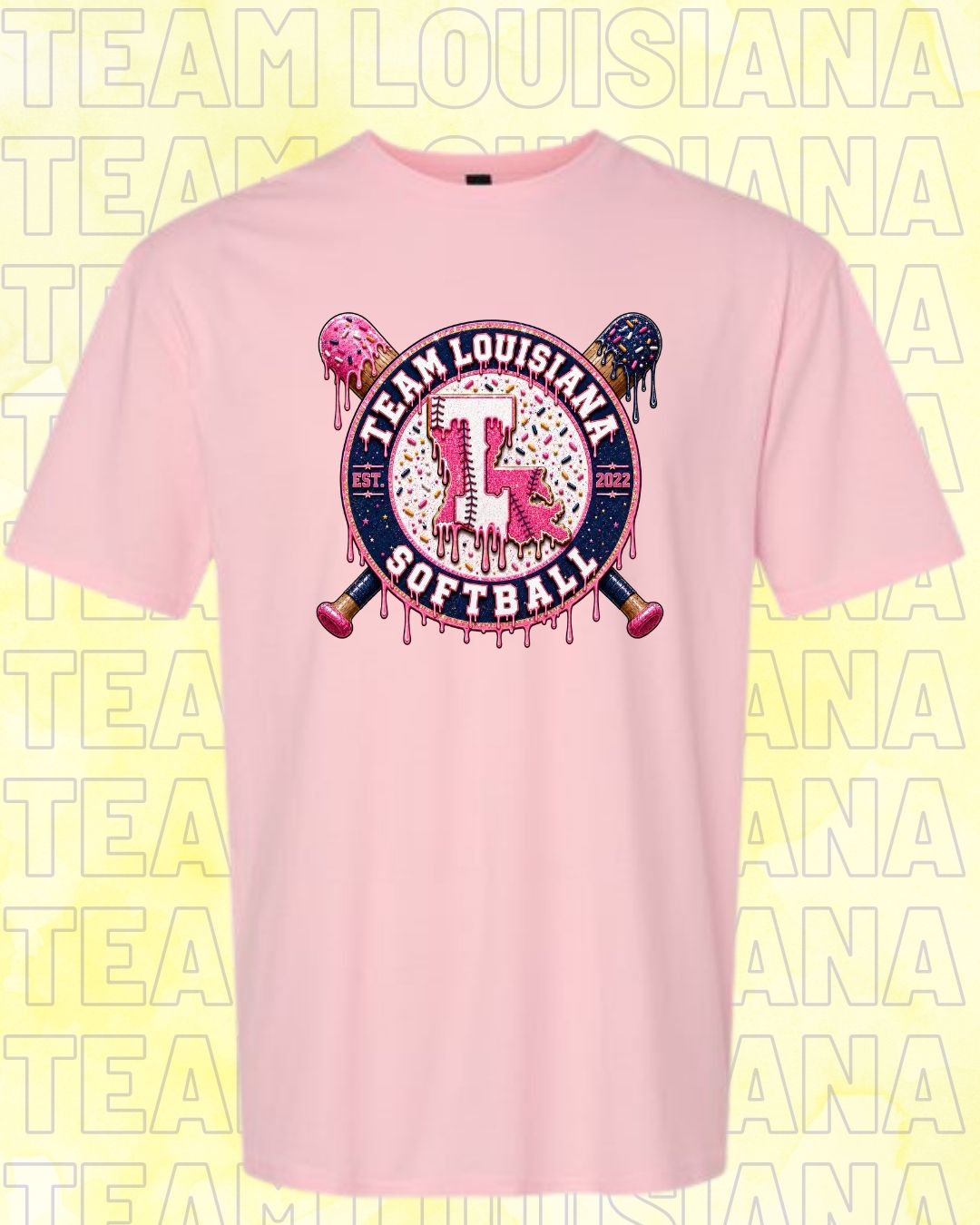 YOUTH Team Louisiana Pink & Navy Drip