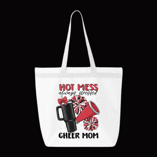 Hot Mess Cheer Mom Zipper Tote