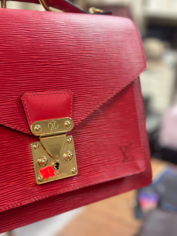 Louis Vuitton Monceau 28 Epi Red With Gold